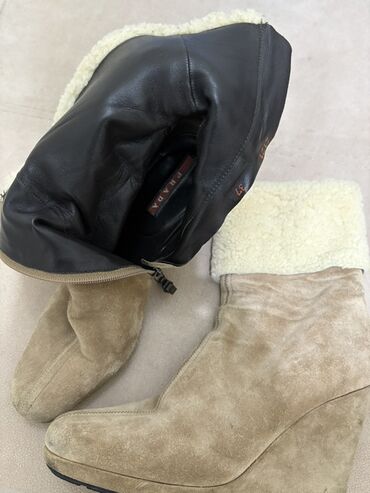 Çəkmələr: Qısaboğaz, Ölçü: 37, rəng - Bej, İşlənmiş — 8