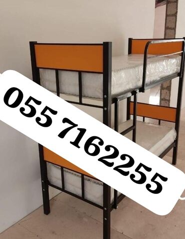 İkimərtəbəli uşaq çarpayıları: Oğlan və qız üçün, Çarpayı, Matrassız, Siyirməsiz, Dəmir — 11