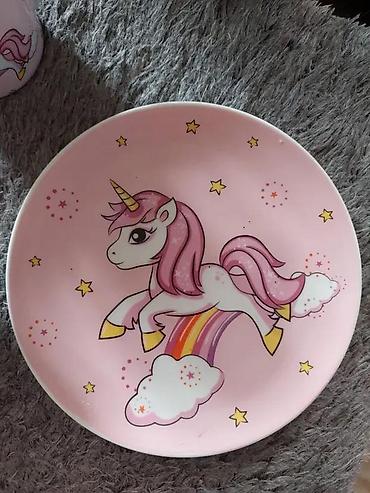 Kompleti posuđa: UNICORN TRODELNI SET ZA DECU NOV KERAMICKI SET ZA DEVOJCICE | Cene — 4