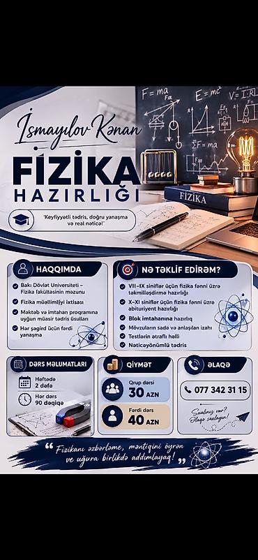 Repetitor, Fizika, Azərbaycan dili, Abituriyent hazırlığı lalafo.az -da Repetitor, Fizika, Azərbaycan dili, Abituriyent hazırlığı