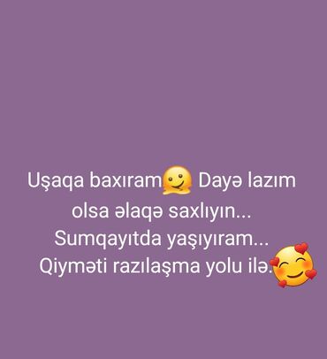 daye iş elanları sumqayıt: Dayələr