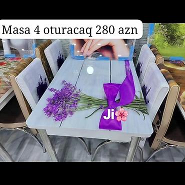 Masa və oturacaq dəstləri: Mətbəx üçün, Açılmayan, Dördbucaq masa, 2 stul — 6