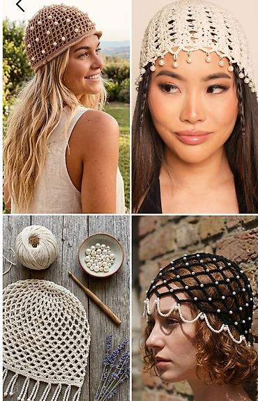 Бижутерия: Xəzinə üslubunda toxunma saç toru (crochet hair cap) - Model: əl işi — 6
