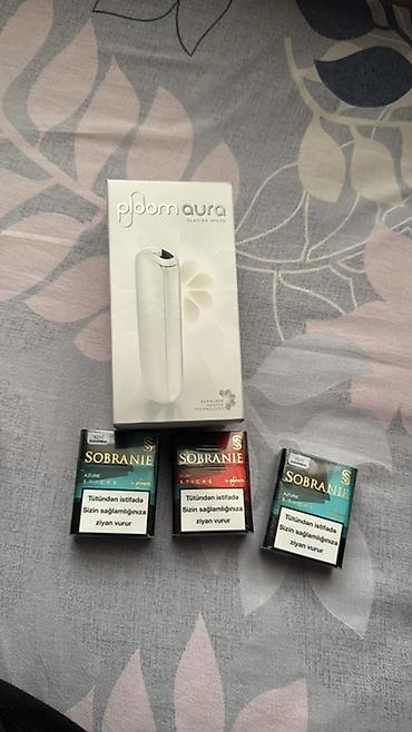 gümüş əşyalar: Ploom Aura (Glacier White) tütün qızdırma cihazı və Sobranie sticks — 1