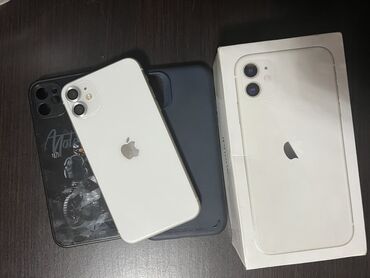 Apple iPhone: IPhone 11, Б/у, 64 ГБ, Белый, Защитное стекло, Чехол, Коробка, 77 %