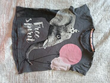 duksericavelicina l: Round neck, Short sleeve, Animals, 110-116