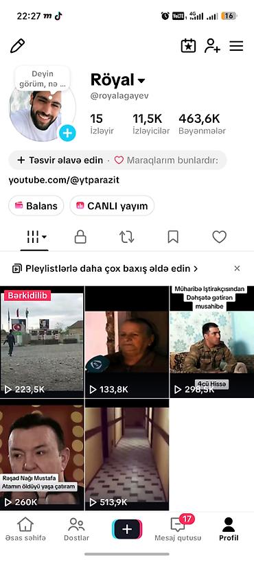 Xidmət: TikTok səhifəsinin təqdimatı və kontent portfeli Səhifə adı