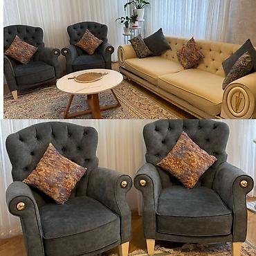 Dəst şəklində divan və kreslolar satılır qiymət 650 azn. Səliqəli