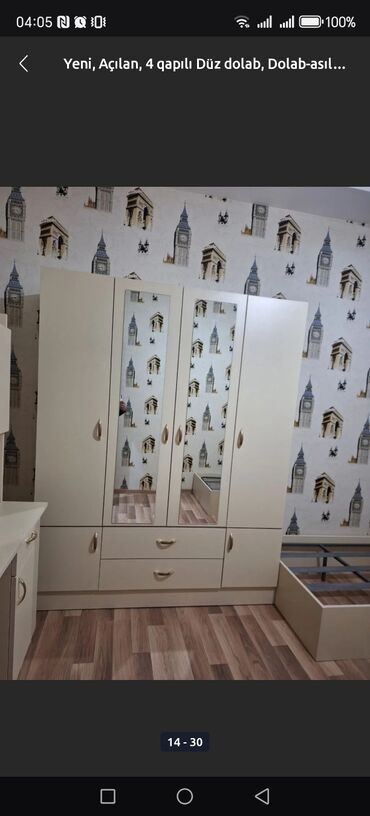Dolablar: Yeni, Açılan, 4 qapılı Düz dolab, Dolab-asılqan, Azərbaycan — 11