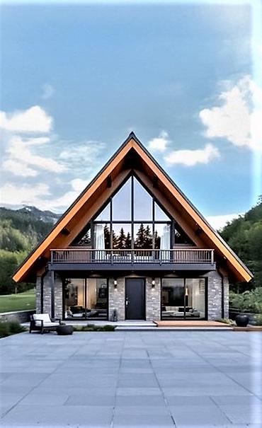 Tikinti işləri: «Barn House»: ▸ 60 m² — 2 yataq otağı, zal, studio tipli mətbəx — 1