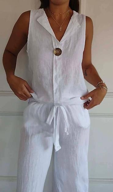 Bluze: Ženska bezrukavna bluza od lana - Materijal: 100% lan (prozračan — 6