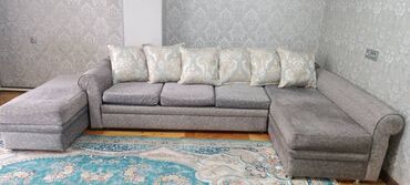 бескаркасный диван кровать: Угловой диван, цвет - Серый, Б/у