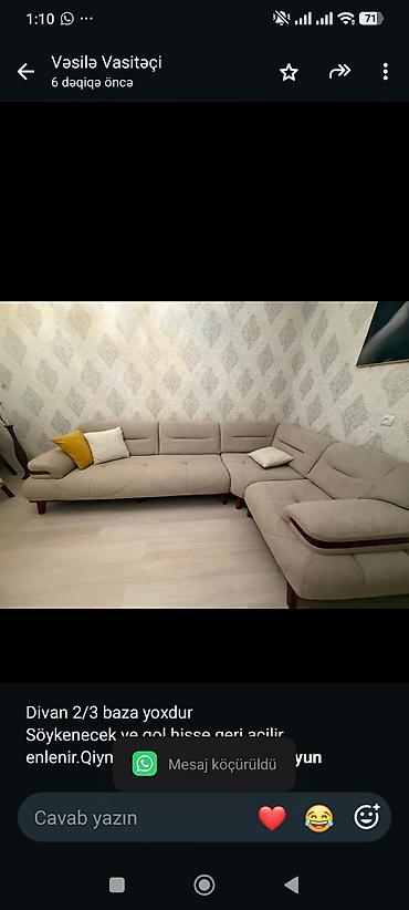Divan 2/3 baza yoxdur Söykenecek ve qol hisse geri acilir lalafo.az -da Divan 2/3 baza yoxdur Söykenecek ve qol hisse geri acilir