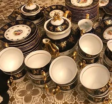 qedim samovar: Çay dəsti, rəng - Göy, Farfor — 1