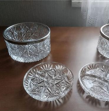 bosqab desti: Külqabı və şirniyyat qabı dəsti - Material: qalın şüşə/kristal - — 1