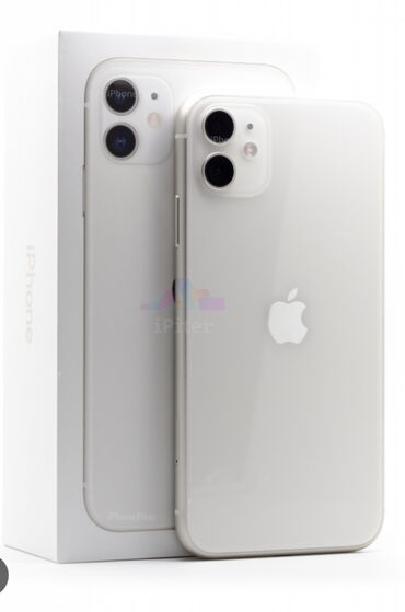 продаю айфон 11: IPhone 11, Б/у, 128 ГБ, Белый, Защитное стекло, Чехол, Коробка, 87 %