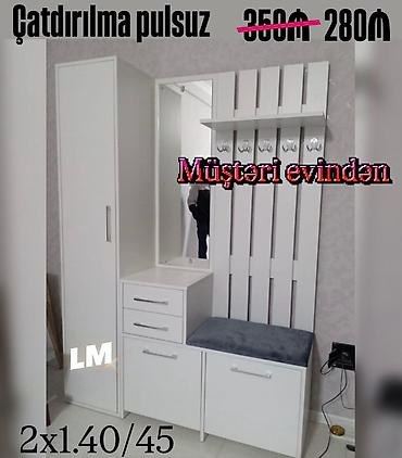Dəhliz dolabları: Dəhliz üçün çoxfunksiyalı mebel dəsti. Ağ rəngli, yığcam və səliqəli — 1