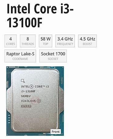 intel atom: Intel Core i3-13100F prosessor - Arxitektura: Raptor Lake‑S - Soket — 1