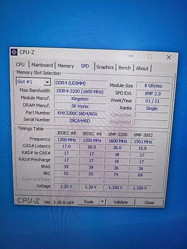 Оперативная память (RAM) для ПК: Оперативная память (RAM) для ПК, Б/у, Kingston Fury, 16 ГБ, DDR4, 3200 МГц — 8