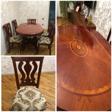 Sifarişlə çarpayılar: Qonaq otağı üçün, İşlənmiş, Oval masa, 6 stul