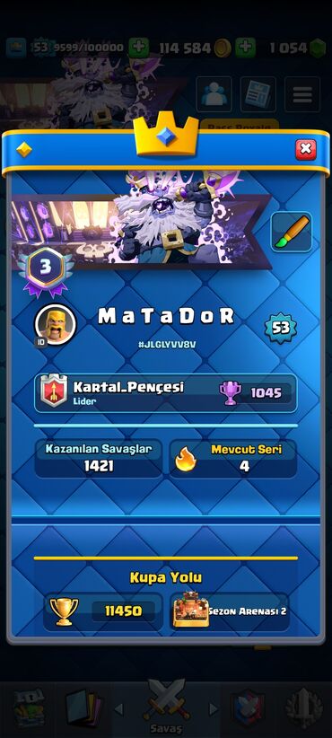Digər kolleksiyalar: Clash Royale hesabı - Kral səviyyəsi: 53 - Kupa Yolu: 11 450 kubok — 3