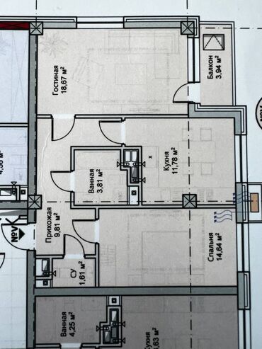 раздольное село: 2 комнаты, 64 м², Элитка, 2 этаж, ПСО (под самоотделку)