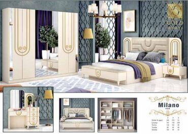 белая мебель спальня: Двуспальная кровать, Шкаф, Трюмо, 2 тумбы, Турция, Новый