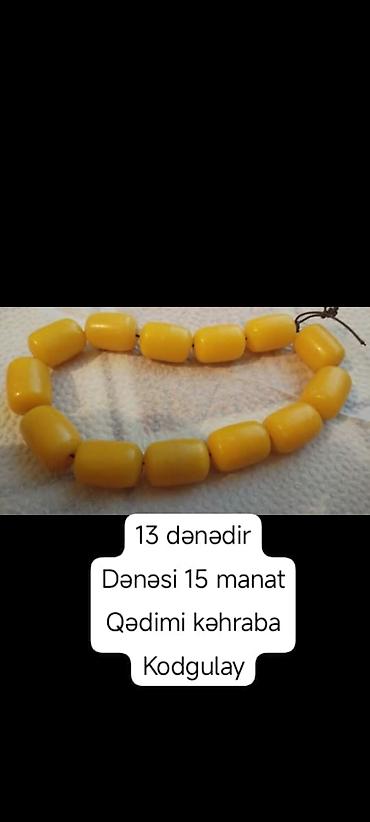 təsbeh kəhraba: Qədimi kəhrəbadan hazırlanmış təsbeh muncuqları - Ümumi say: 13 ədəd — 1