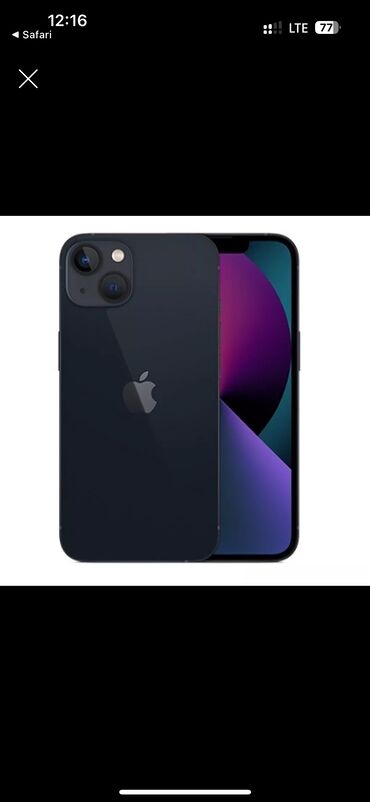 телефон купит: IPhone 13, Новый, 128 ГБ, Midnight, Кабель, Коробка, 100 %