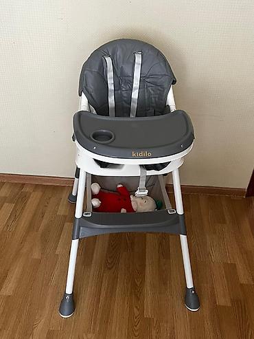 Uşaq dünyası: Kidilo uşaq yemək stulu - Rəng: boz-ağ - Yumşaq yastıqlı oturacaq və — 2
