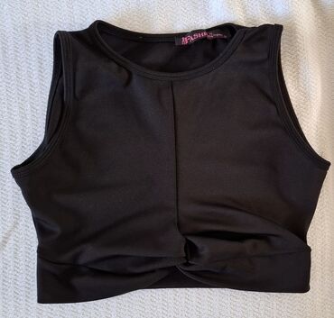 crop top h: XS (EU 34), Polyester, Single-colored, color - Black