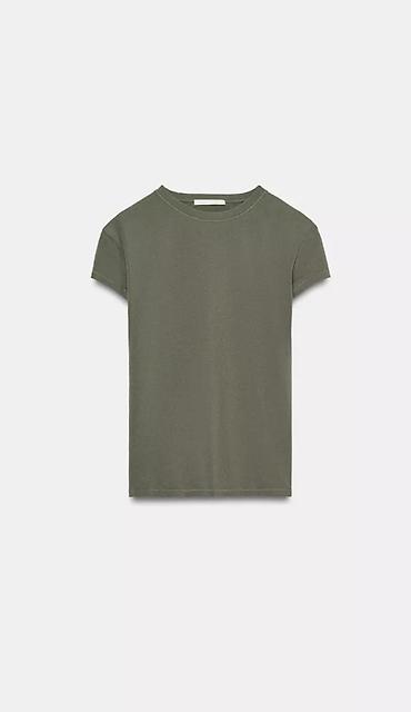 tisort: ✨ Zara-dan hər mövsümün xilaskarı: Xaki rəngli minimalist tişört! ✨ — 1