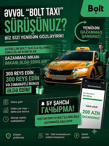 Əməkdaş axtarışı (vakansiyalar): Taksi sürücüsü tələb olunur, İşəmuzd ödəniş — 1