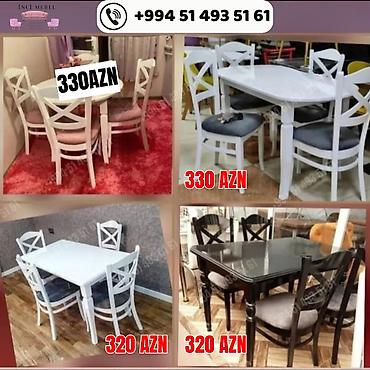 l masalar: Mətbəx üçün, Yeni, Açılmayan, Oval masa, 4 stul — 1