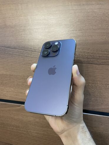 Apple iPhone: IPhone 14 Pro, 256 GB, Deep Purple, Zəmanət, Simsiz şarj, Face ID