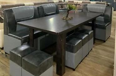 silver kitchen: Кухонный уголок с обеденным столом и пуфами Комплектация: - Угловой — 4