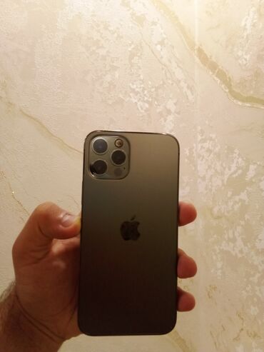 Apple iPhone: IPhone 12 Pro, 256 GB, Black Titanium, Qırıq, Simsiz şarj, Face ID