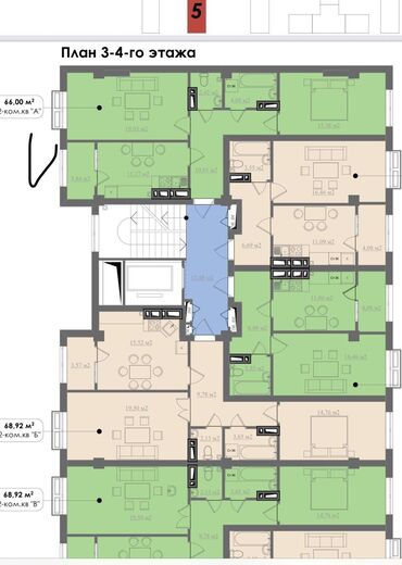 эмарк жибек жолу: 2 комнаты, 66 м², Элитка, 3 этаж, ПСО (под самоотделку)