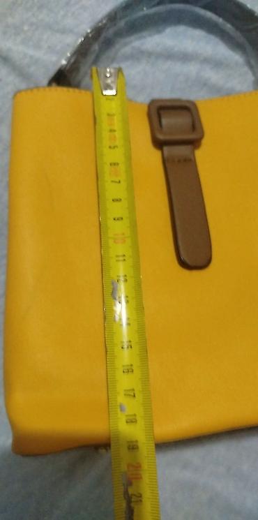 Torbe: Ženska torba – žuta sa braon detaljima - Model: tote/kanta torba sa — 2