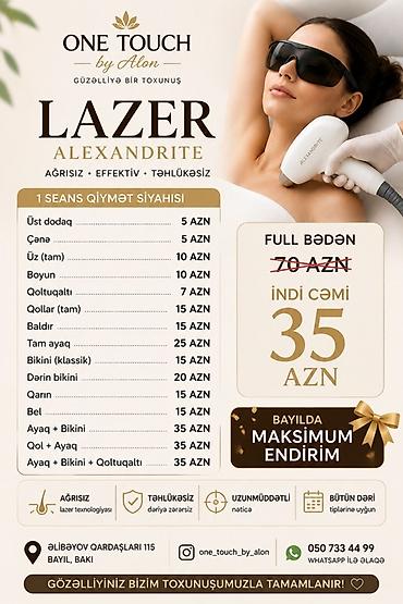 ONE TOUCH by Alon – Alexandrite/Candela lazer epilyasiya xidməti lalafo.az -da ONE TOUCH by Alon – Alexandrite/Candela lazer epilyasiya xidməti