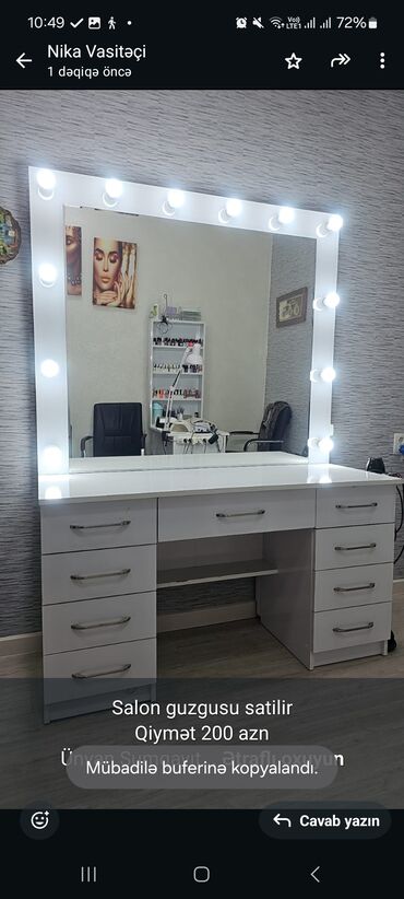 Salon masaları: İşlənmiş, Makiyaj üçün masa, Güzgülü