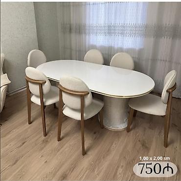 kreslo tek: Qonaq otağı üçün, Yeni, Açılmayan, Oval masa, 6 stul — 1