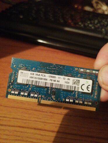 Operativ yaddaş (RAM) 4 GB, 1600 Mhz, DDR3, Noutbuk üçün, İşlənmiş