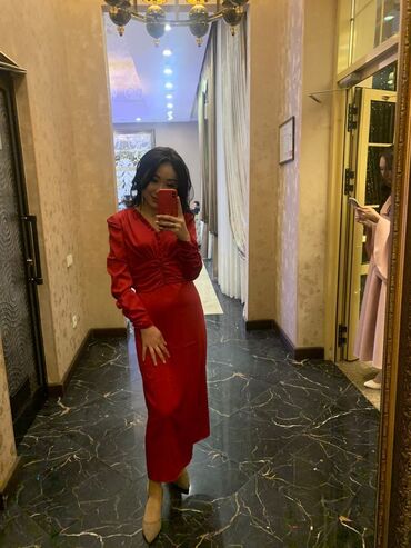 вечерние красное платье: Вечернее платье, Длинная модель, С рукавами, M (EU 38)