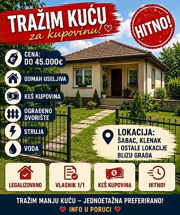 izdavanje kuća beograd: Tražim kuću za kupovinu – HITNO! - Budžet: do 45.000 € - Kupovina za — 1