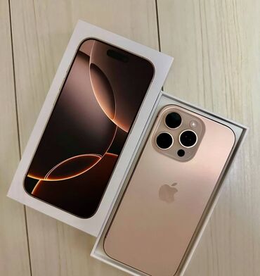 Apple iPhone: IPhone 16 Pro, 128 GB, Desert Titanium, Barmaq izi, Simsiz şarj, Face ID