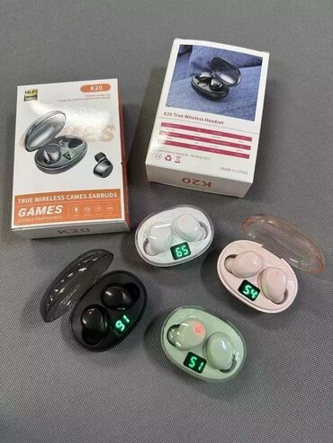 Earbuds k20 ag ve cehrayi rengi var ses effektli gozel gorunuslu