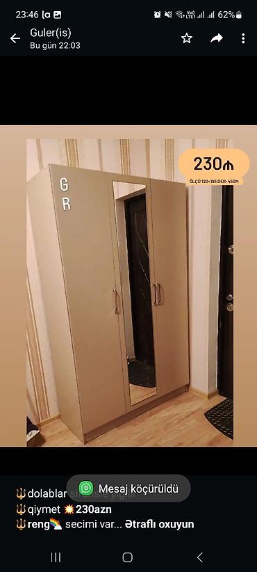 Sifarişlə mebel: 🔱dolablar sifarisle yigilir 🔱qiymet *💥230azn* *🔱reng*🌈 secimi var — 1