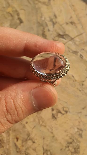 Digər aksesuarlar: Gümüş üzük – iri şəffaf dürrü nəcəf (Quartz) daşlı - Material: gümüş — 2