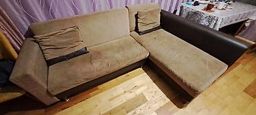 2 divan: Künc divan, İşlənmiş, Açılan, Bazalı, Vеlur parça, Çatdırılma yoxdur — 2